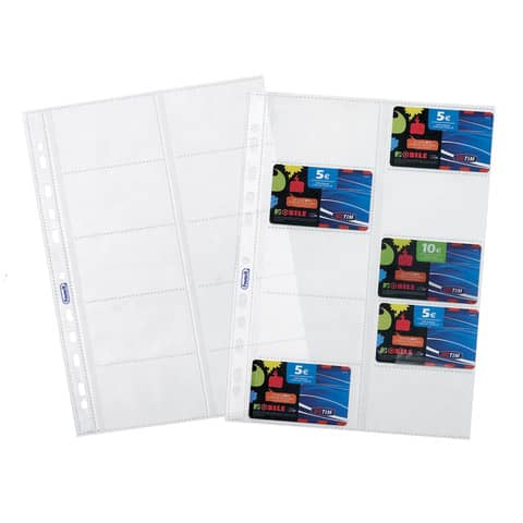 Buste a foratura universale Favorit porta cards liscia superior 8,5x5,4 cm (x10 tasche) conf. da 10 - 100460075